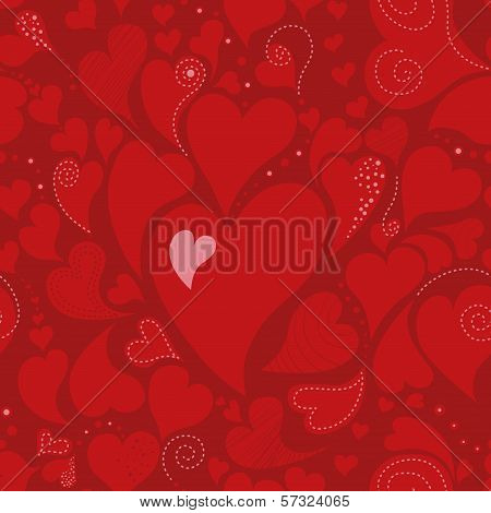 Romantic seamless pattern with hearts