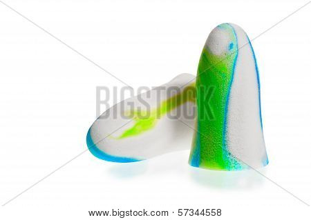 Soft Colorful Ear Plugs On White Background