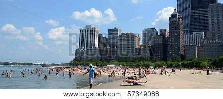 Beachgoers At Ohio Beach, Chicago