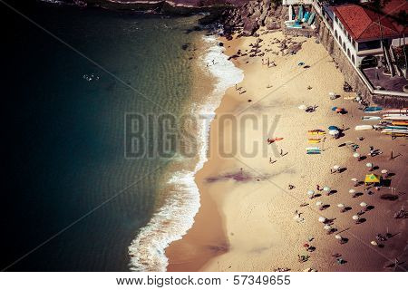 Aerial View Of Urca Beach And Neighborhood Homes, Rio De Janeiro, Brasil.