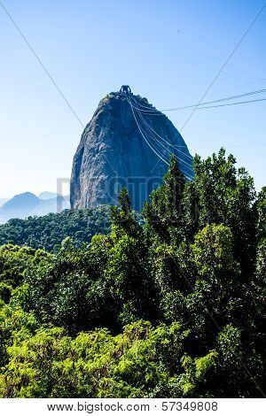 Brazil, Rio De Janeiro, Sugar Loaf Mountain - Pao De Acucar And Cable Car With The Bay And Atlantic
