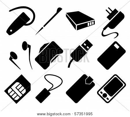 Mobile Phone Accessories Icon Set