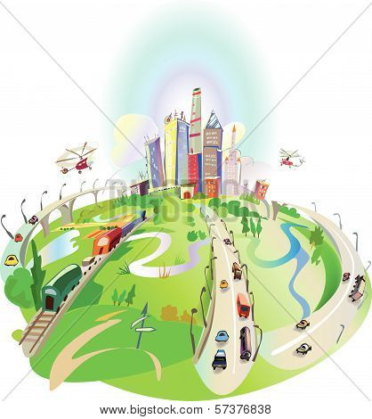 Illustration of Modern city, City collection