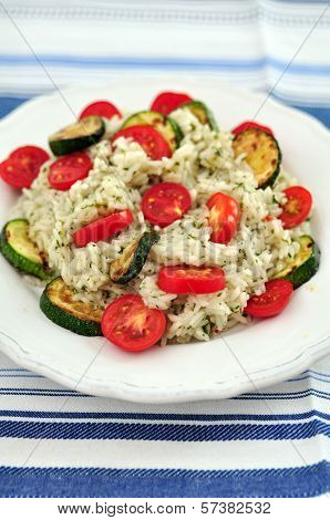 Insalata di Riso, Italian Rice Salad with zucchini and tomatoes