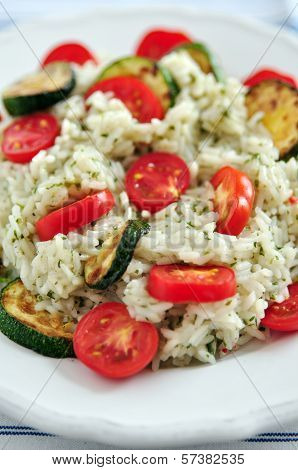 Insalata di Riso, Italian Rice Salad with zucchini and tomatoes