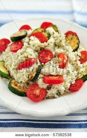 Insalata di Riso, Italian Rice Salad with zucchini and tomatoes