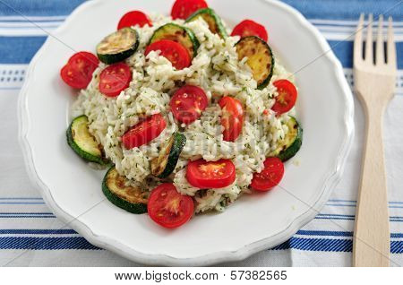 Insalata di Riso, Italian Rice Salad with zucchini and tomatoes