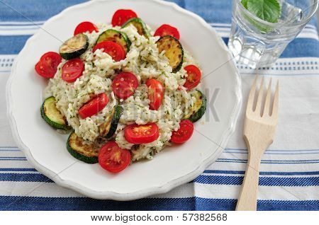 Insalata di Riso, Italian Rice Salad with zucchini and tomatoes