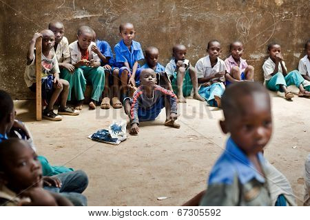 African children in school. Kenya. Mombasa. January 25, 2012