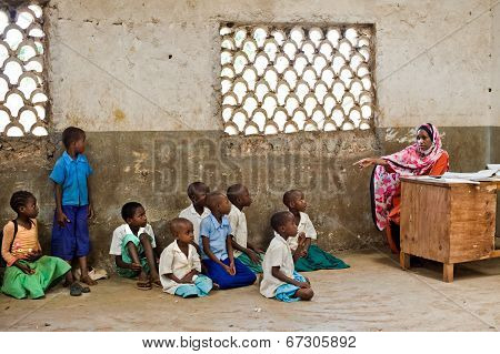 African children in school. Kenya. Mombasa. January 25, 2012