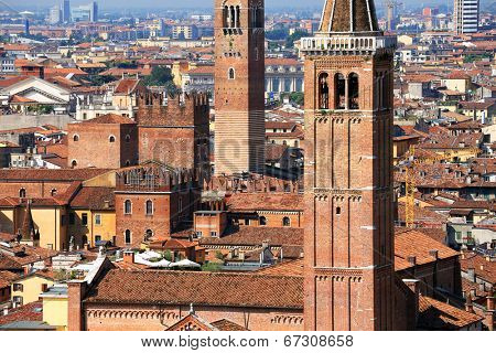Sant' Anastasia Church and Torre dei Lamberti (Lamberti Tower), Verona, Italy