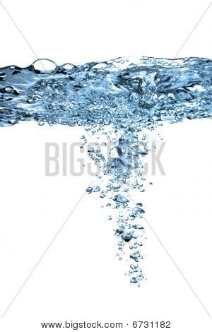 Bolle d'aria nell'acqua isolata On White