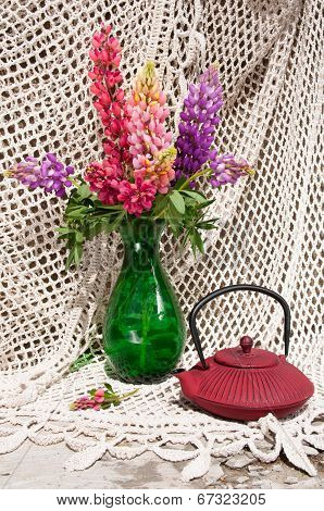 Still Life Bouquet With Lupinus
