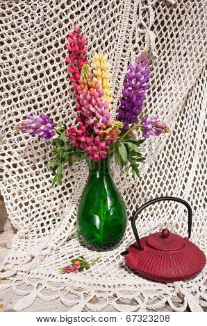 Still Life Bouquet With Lupinus