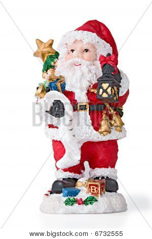 Santa con campanas Carring presenta. Aislado, Clipping Path