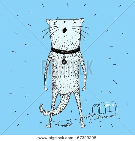 Painted unhappy cat
