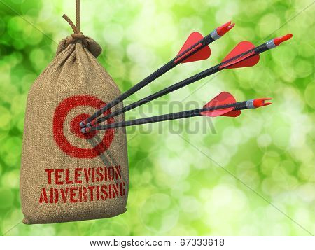 Television Advertising - Arrows Hit in Red Mark Target.