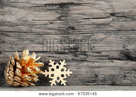 Golden Christmas Decoration On Black White