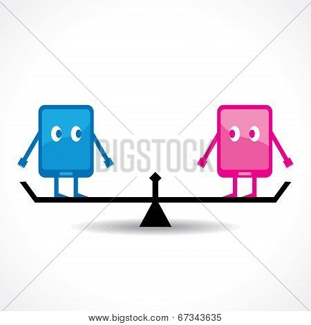 Comparison of two tablet stock vector