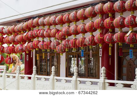 Chinese Red Ornament In Temple