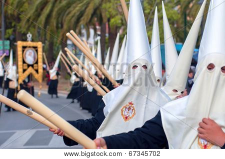 MALAGA, SPAIN - APRIL 09: traditional processions of Holy Week in the streets on April 19, 2009 in M