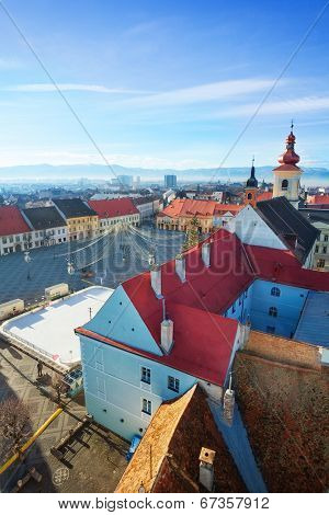 Rows of red roofs near Piata Mare (Large square)