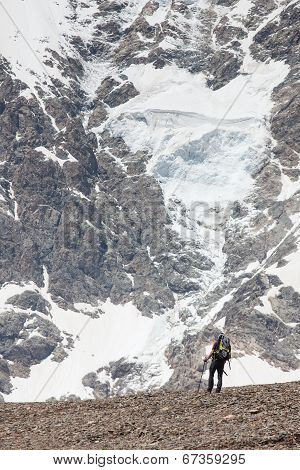 Hikers In Caucasus Mountains Of Zemo (upper) Svaneti, Georgia