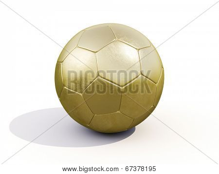 Golden soccer ball on white background