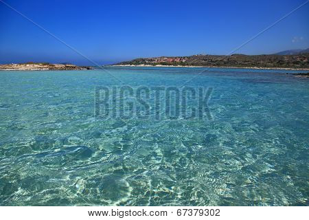 Seascape with crystal shallow waters Elafonisi Crete