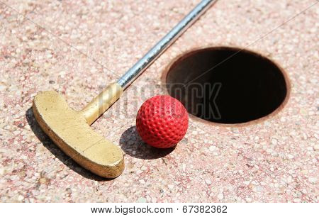 Minigolf ball on a course