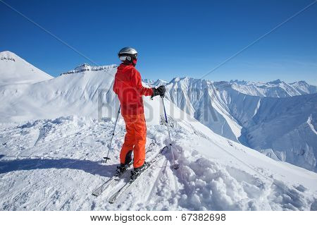 Skier Is Posing At Camera