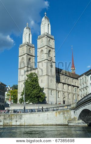 Grossmünster Church In Zurich, Switzerland