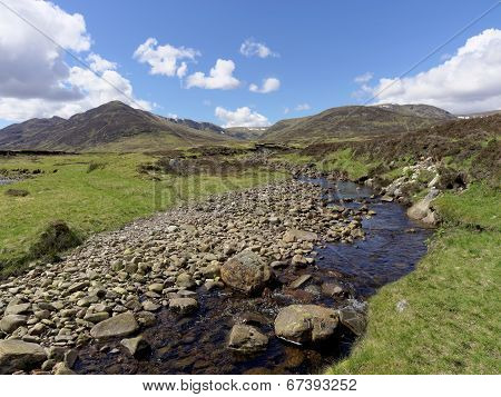 River Calder, Glen Banchor, Scotland West Highlands In Spring