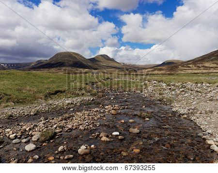 River Calder, Glen Banchor, Scotland West Highlands In Spring