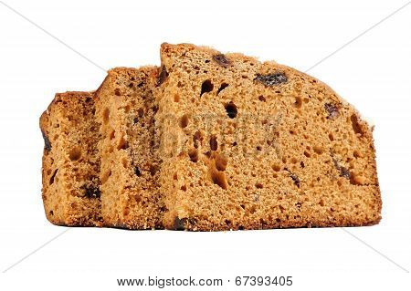 Sliced Spice Cake Isolated On White Background