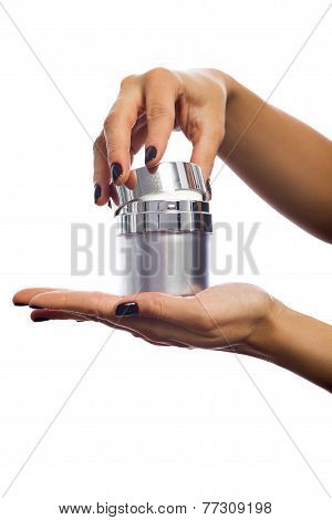 Hands Opening Cosmetic Jar