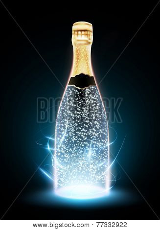 glowing vector bottle illustration