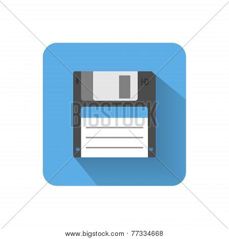 Flat Floppy Disk Icon. Vector Illustration
