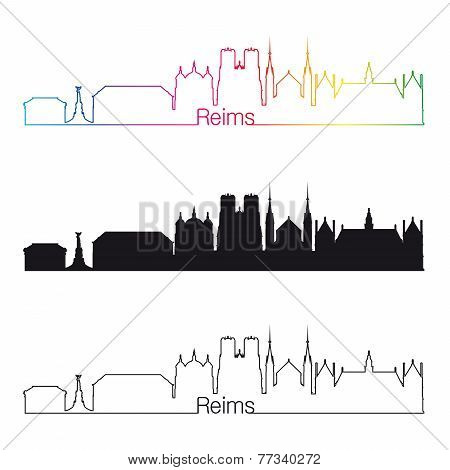 Reims Skyline Linear Style With Rainbow