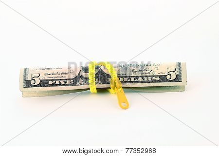 Five dollar bill envelop zipper
