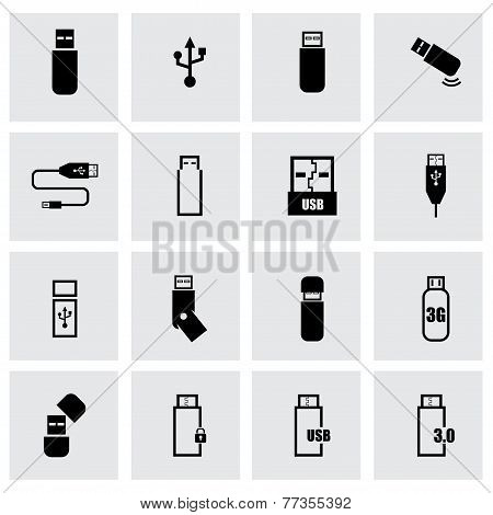 Vector black usb icon set