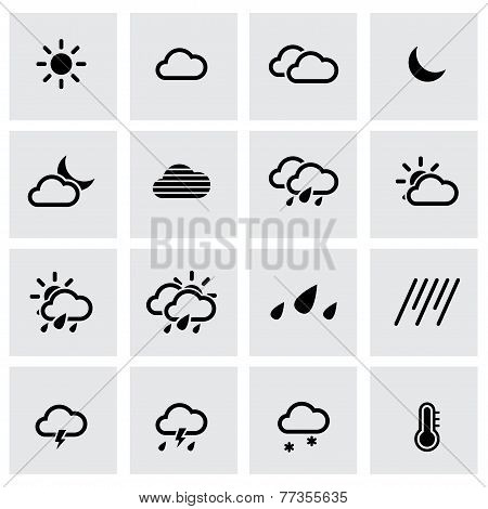 Vector black weather icon set