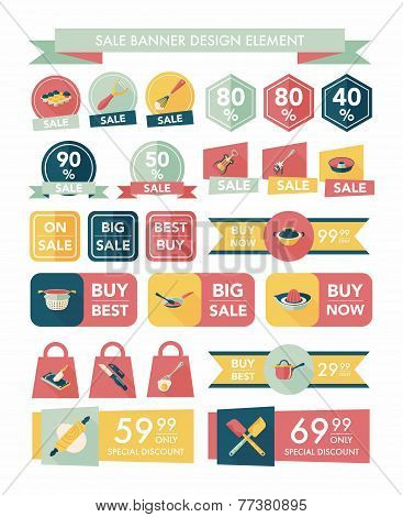 Kitchen Sale Banner Design Flat Background,eps10