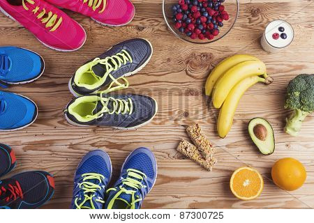 Running shoes on the floor