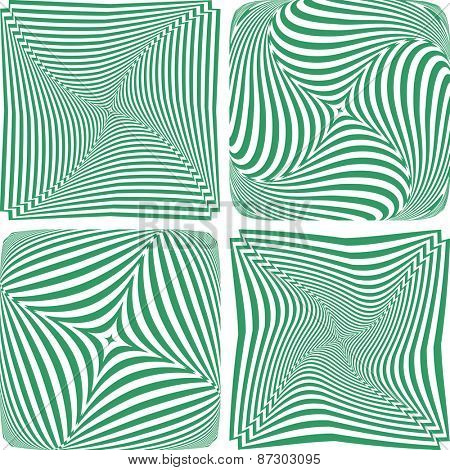 Rotation and twisting. Abstract designs set. Vector art.