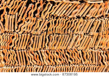 Rooftop tiles arranged to form a unique pattern