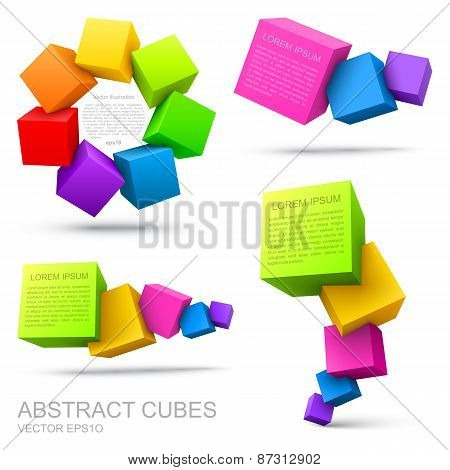 Set of colorful cubes 3D
