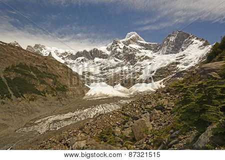 Looking Up A Glacial Valley In The Andes