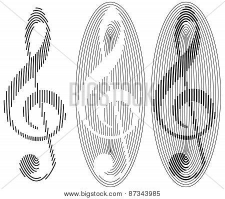 abstract treble clefs