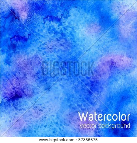 Vector Abstract Watercolor Background With Paper Texture. Hand Drawn Watercolor Backdrop, Stain Wate